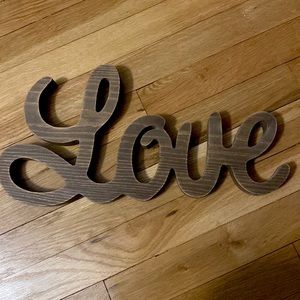 Wooden love sign with hooks on back to hang